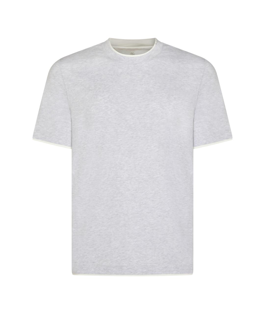 BRUNELLO CUCINELLI Серая хлопковая футболка, фото 1