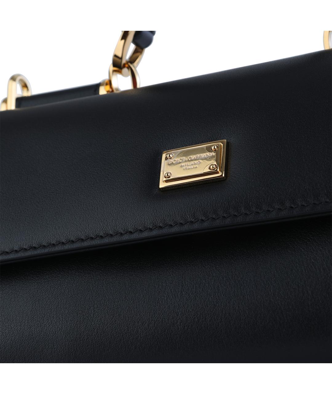 DOLCE&GABBANA Черная кожаная сумка тоут, фото 4