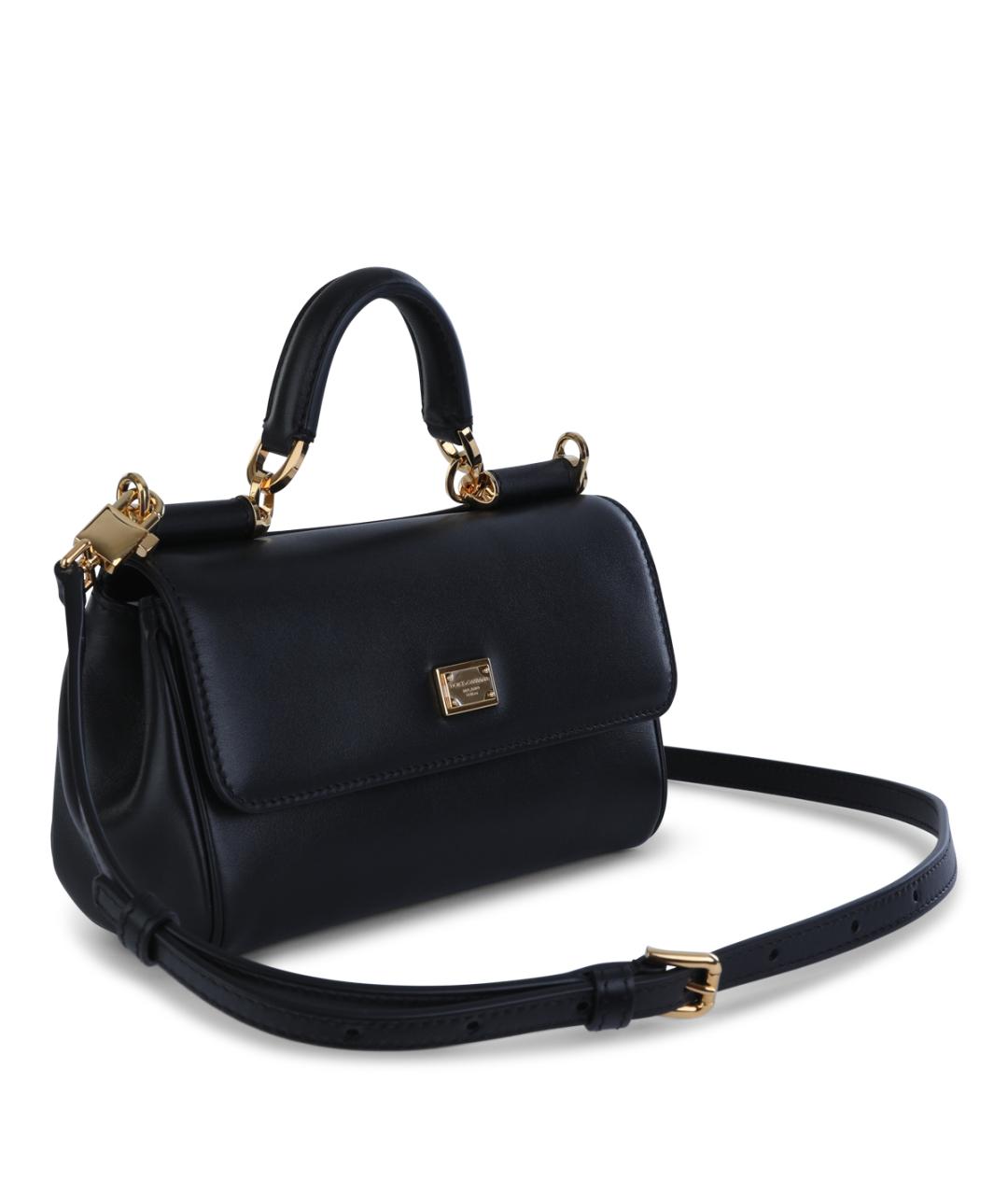 DOLCE&GABBANA Черная кожаная сумка тоут, фото 2