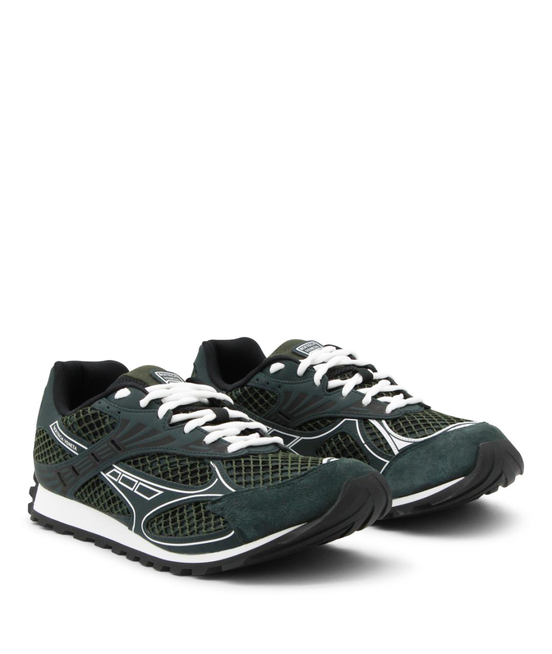 BOTTEGA VENETA Зеленые текстильные низкие кроссовки / кеды, фото 2