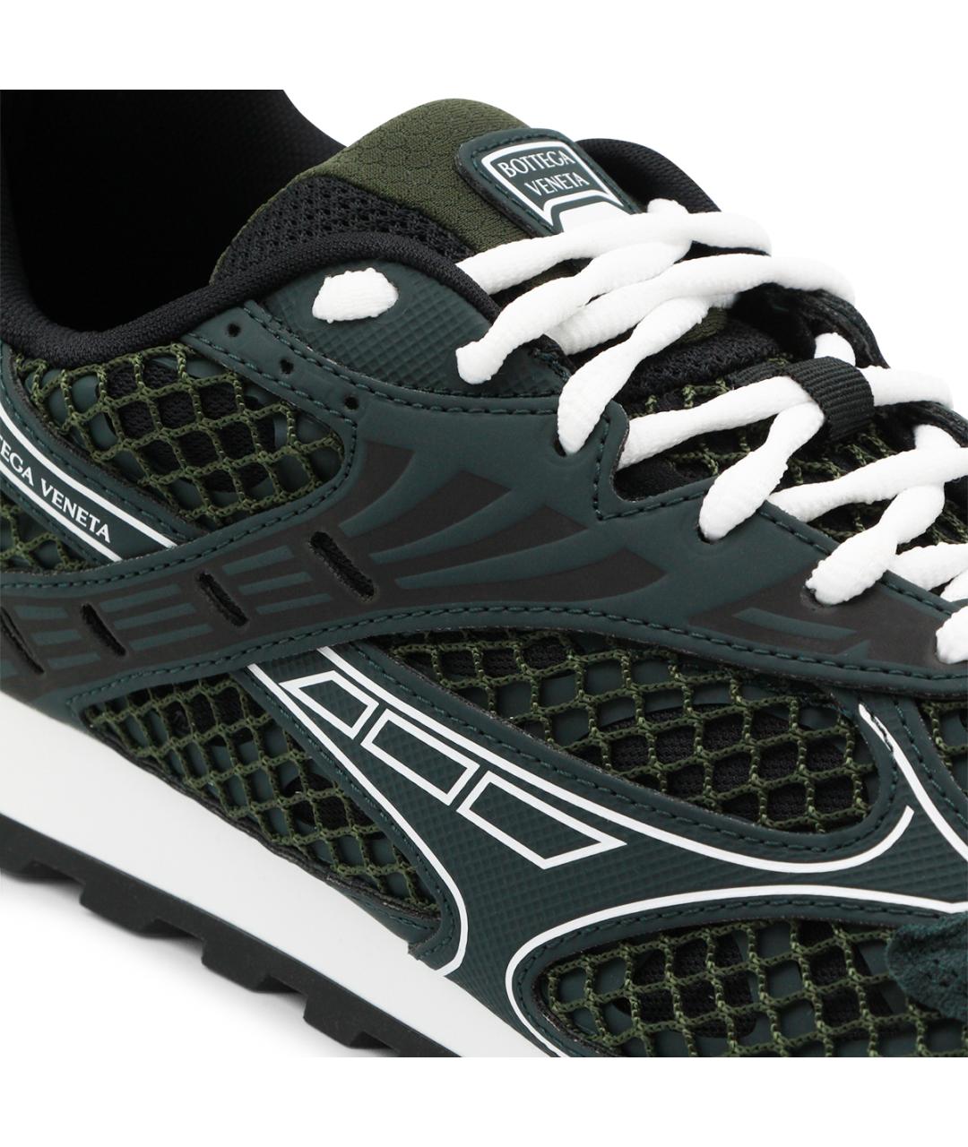 BOTTEGA VENETA Зеленые текстильные низкие кроссовки / кеды, фото 4