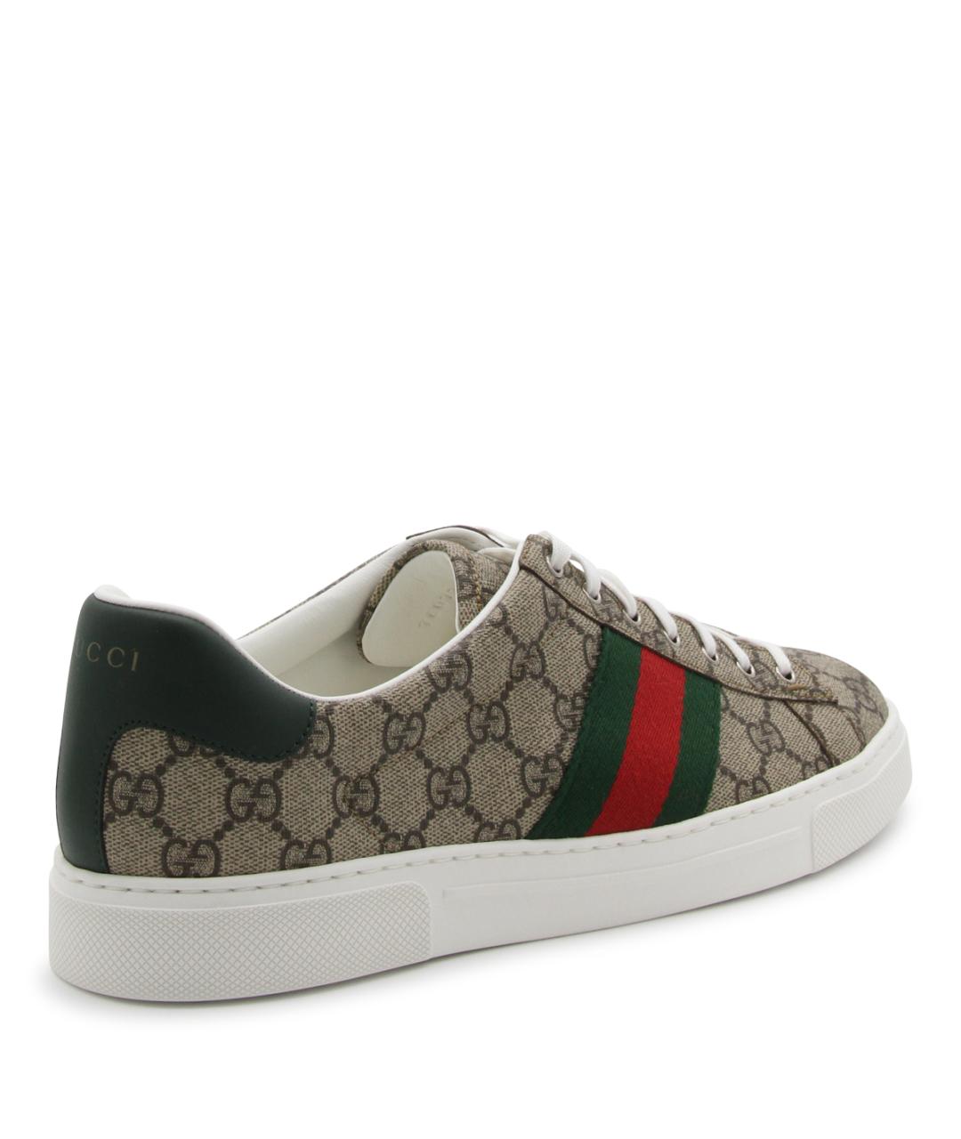 GUCCI Бежевые кожаные низкие кроссовки / кеды, фото 3