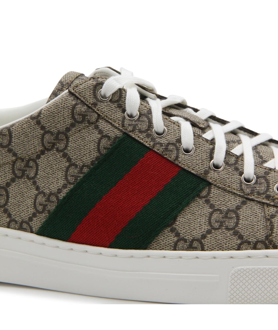 GUCCI Бежевые кожаные низкие кроссовки / кеды, фото 4