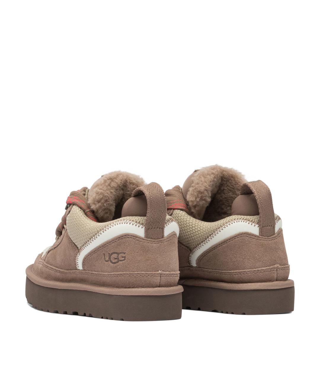 UGG AUSTRALIA Коричневые кожаные кроссовки, фото 4