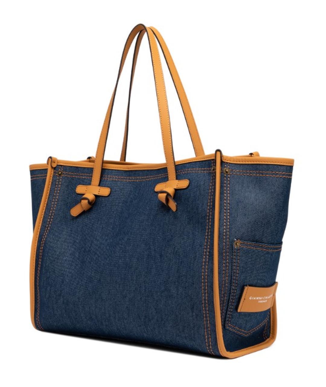 Gianni Chiarini Синяя кожаная сумка тоут, фото 2