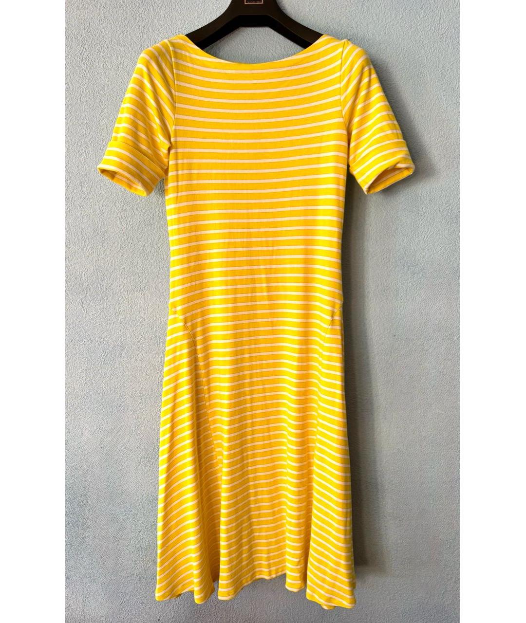 RALPH LAUREN Желтое хлопко-эластановое повседневное платье, фото 9