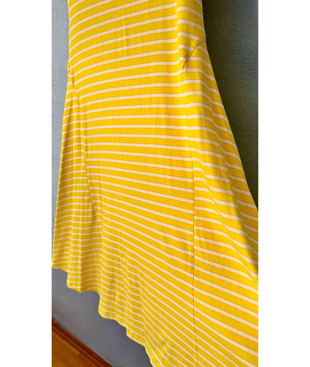 RALPH LAUREN Желтое хлопко-эластановое повседневное платье, фото 4