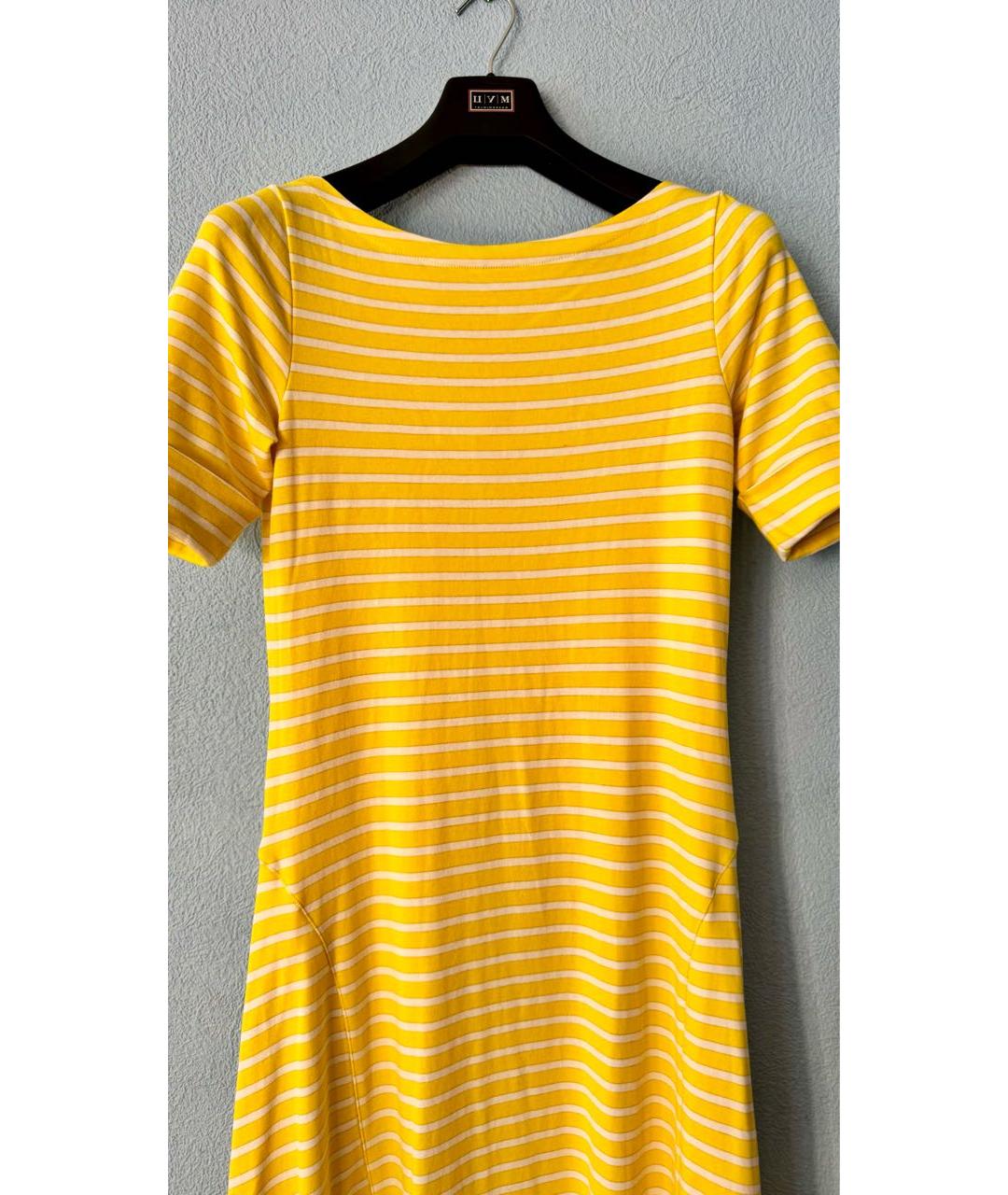 RALPH LAUREN Желтое хлопко-эластановое повседневное платье, фото 3