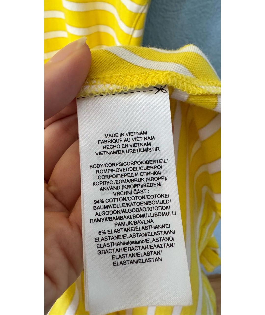 RALPH LAUREN Желтое хлопко-эластановое повседневное платье, фото 5