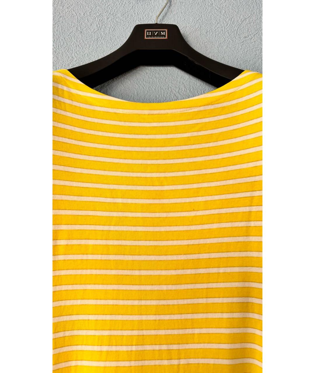 RALPH LAUREN Желтое хлопко-эластановое повседневное платье, фото 7