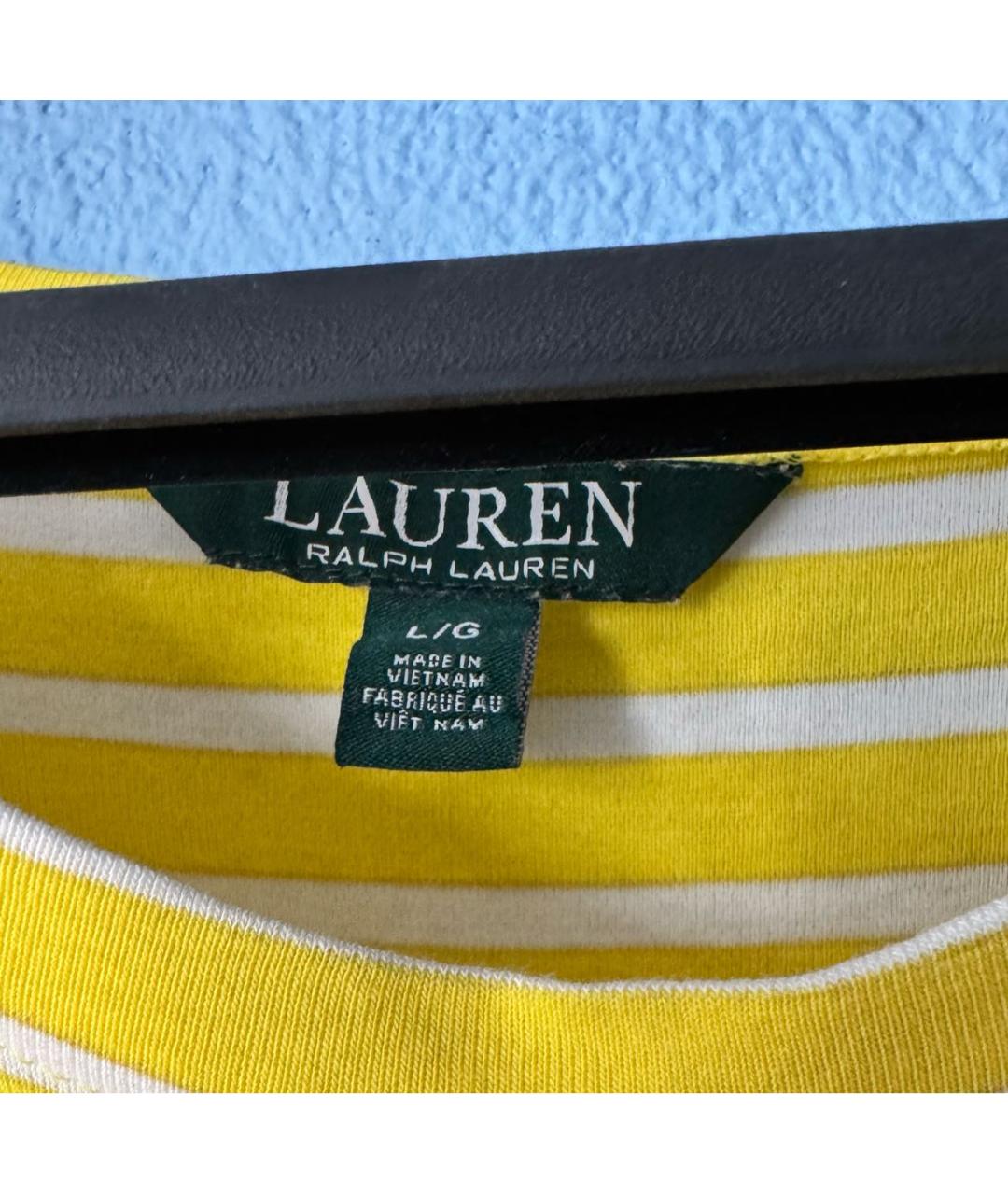 RALPH LAUREN Желтое хлопко-эластановое повседневное платье, фото 6