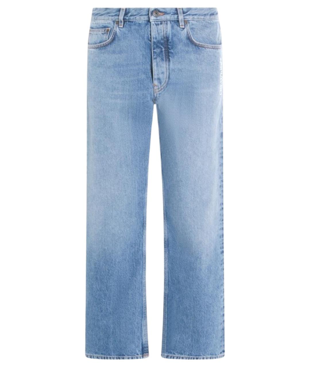 OFF-WHITE Голубые хлопковые прямые джинсы, фото 1