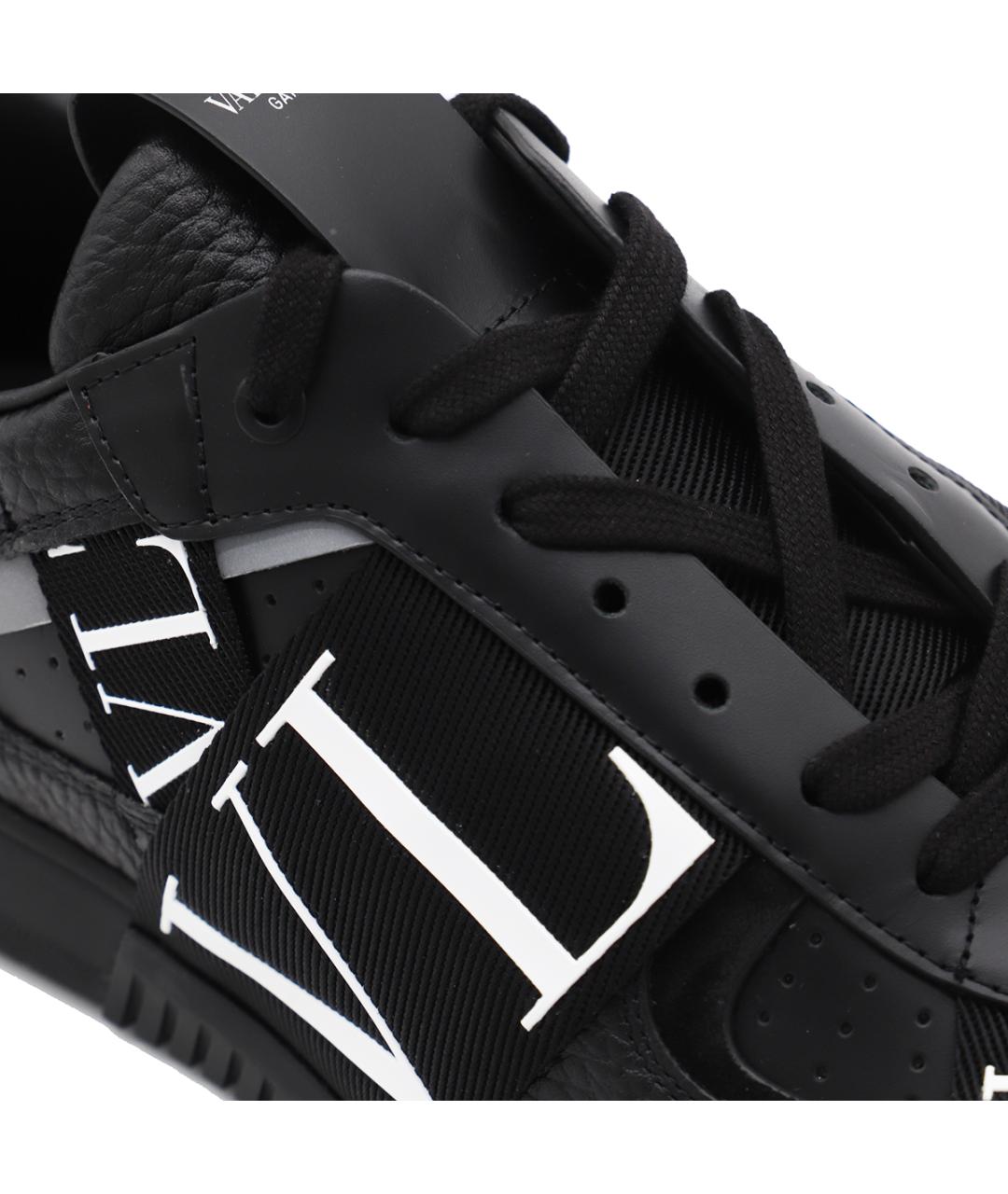 VALENTINO Черные кожаные низкие кроссовки / кеды, фото 4