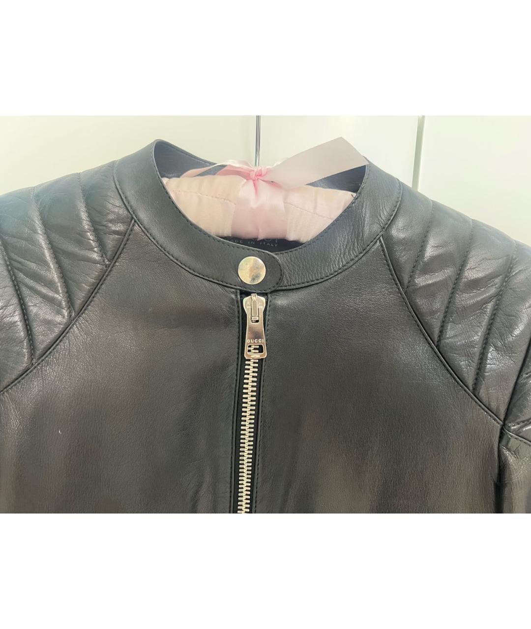 GUCCI Черная кожаная куртка, фото 4