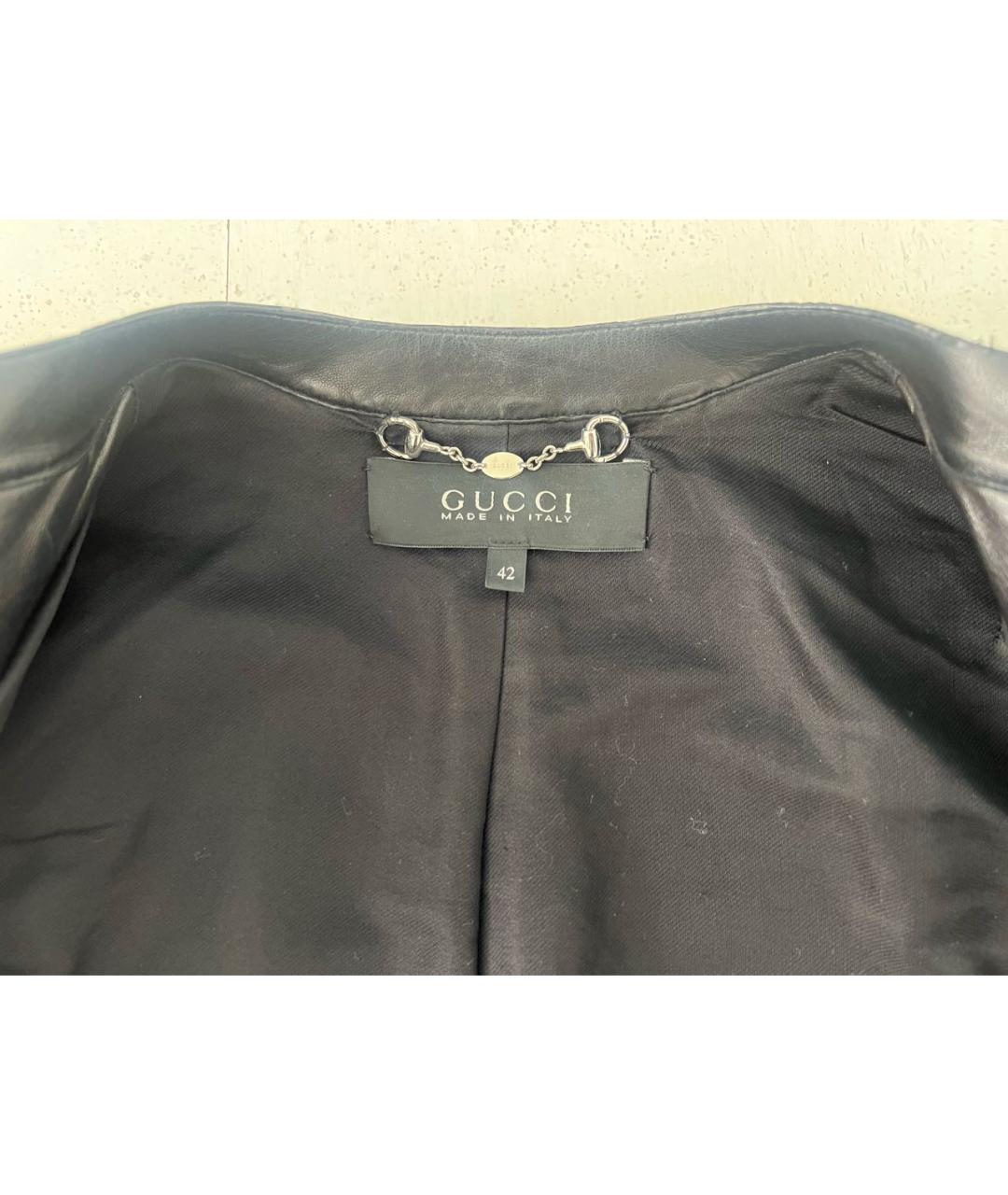 GUCCI Черная кожаная куртка, фото 3