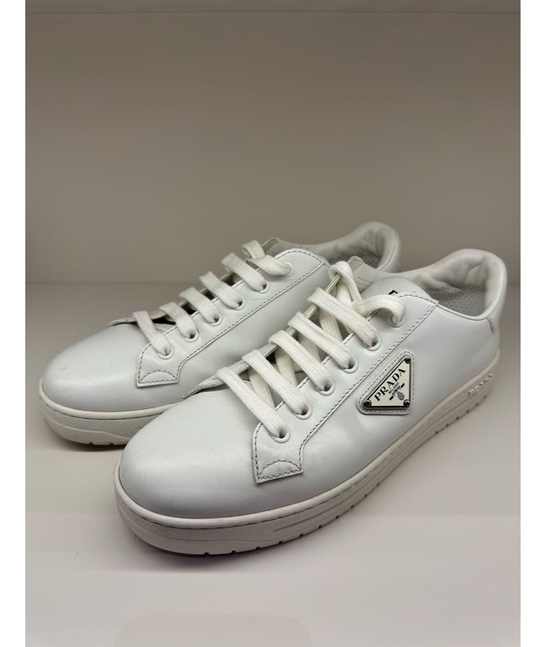 PRADA Белые кожаные кеды, фото 2