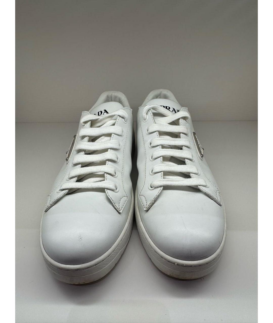 PRADA Белые кожаные кеды, фото 5
