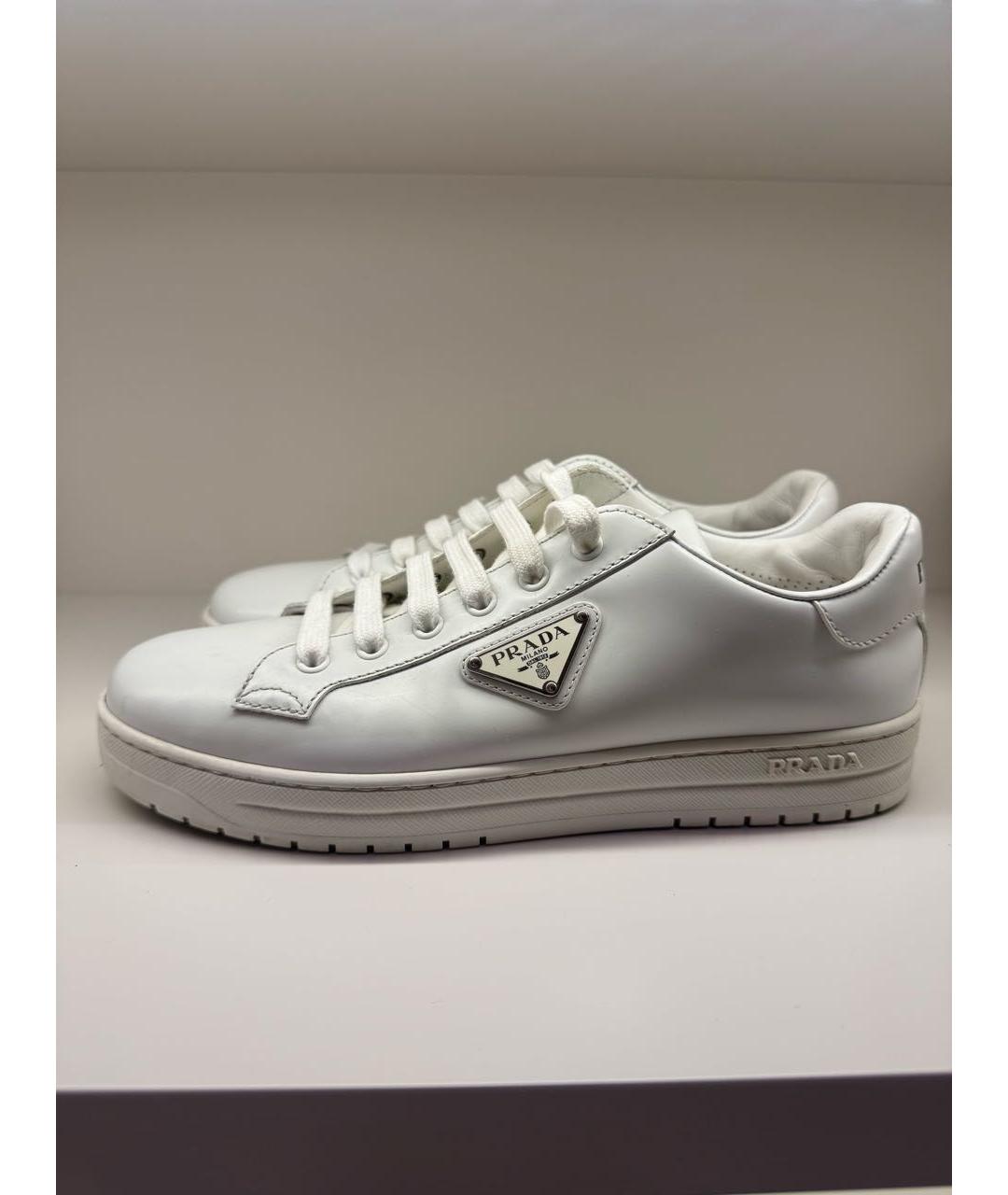 PRADA Белые кожаные кеды, фото 7