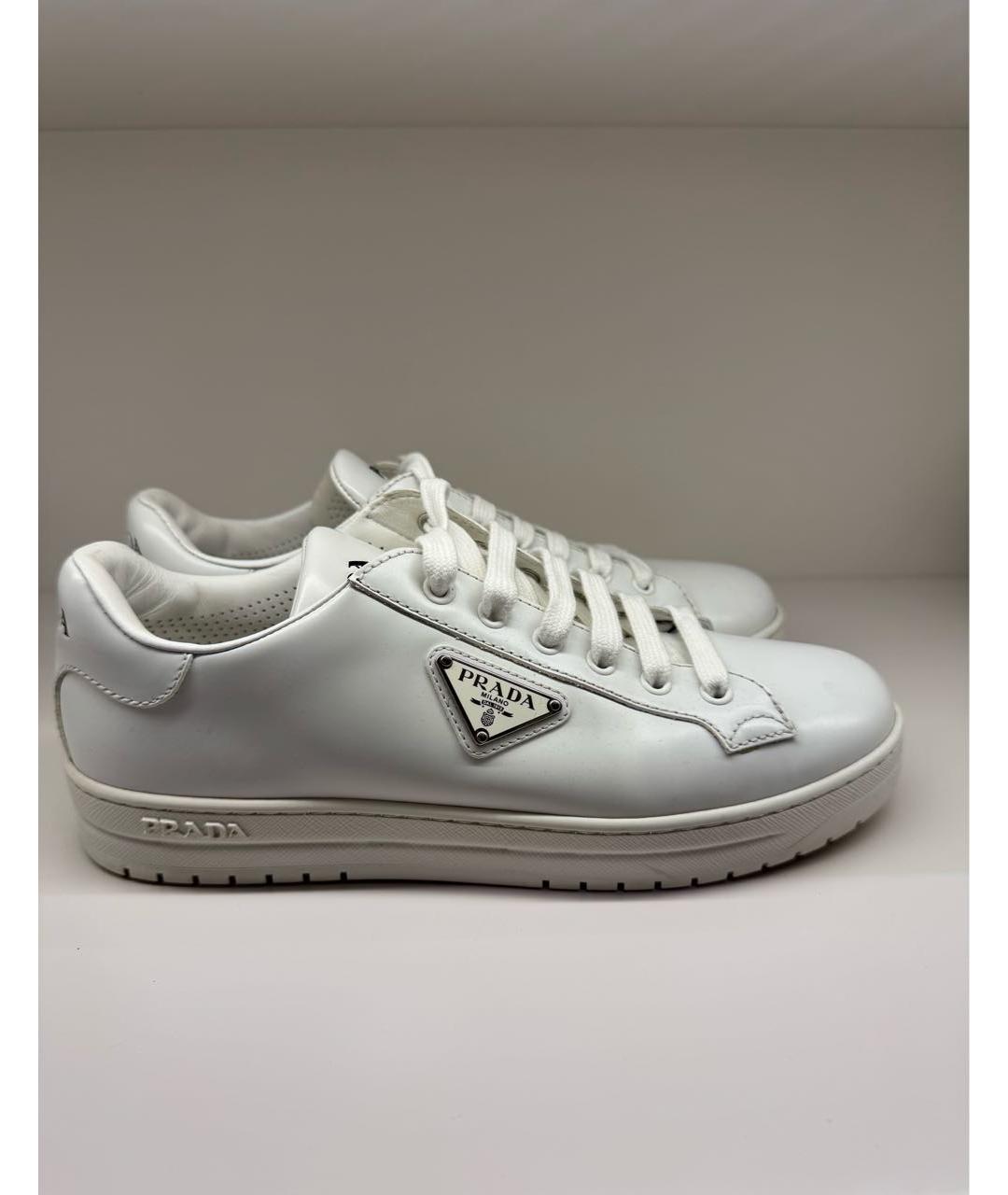 PRADA Белые кожаные кеды, фото 3