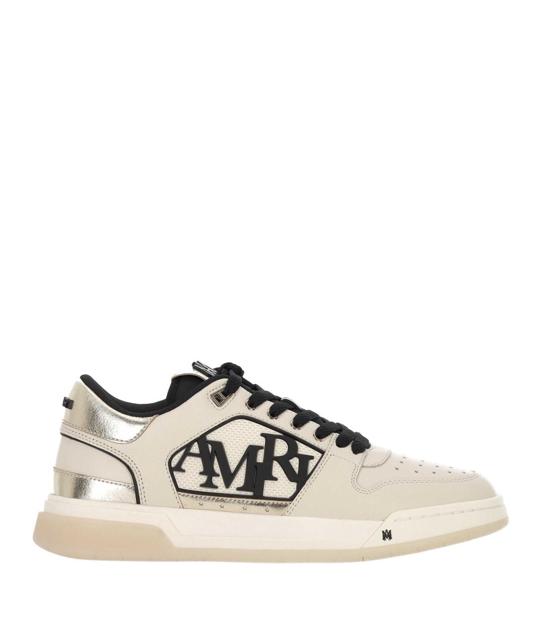AMIRI Бежевые кожаные низкие кроссовки / кеды, фото 1