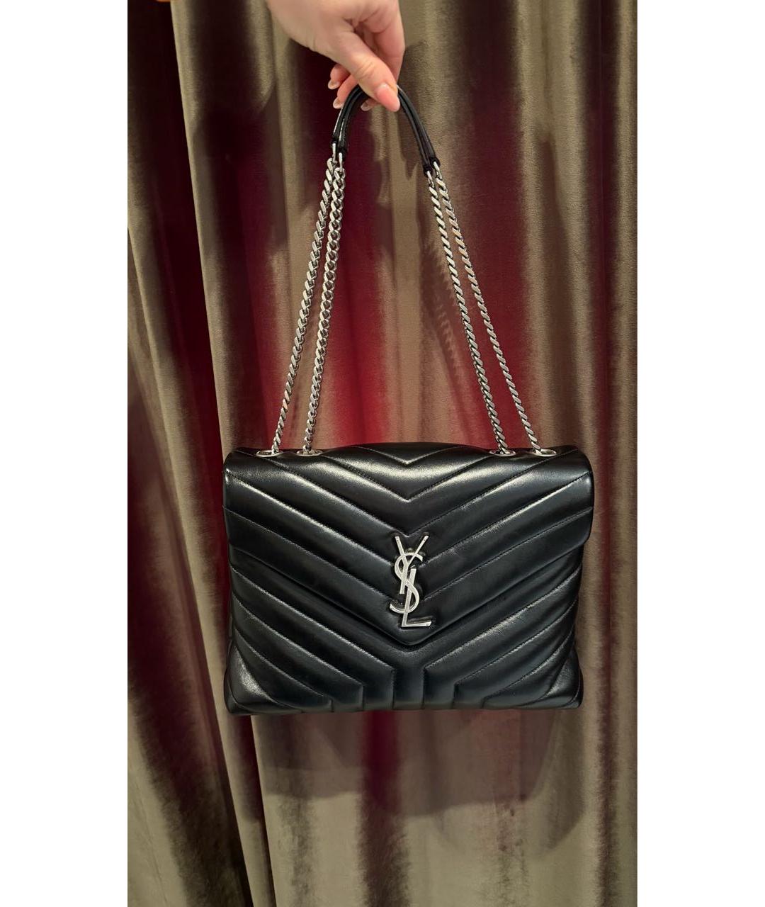 SAINT LAURENT Черная кожаная сумка через плечо, фото 2