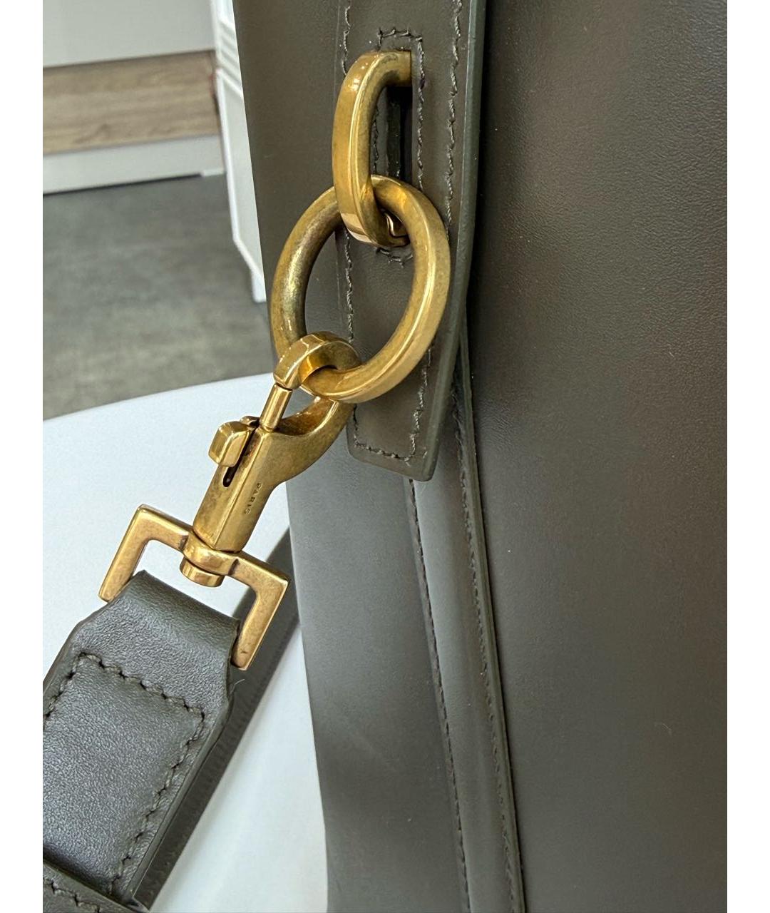 SAINT LAURENT Хаки кожаная сумка тоут, фото 5