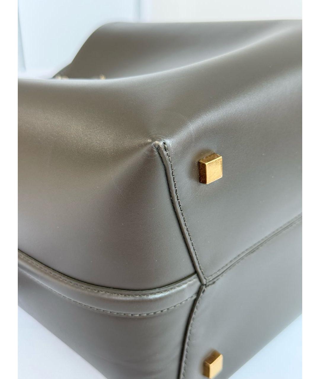 SAINT LAURENT Хаки кожаная сумка тоут, фото 6