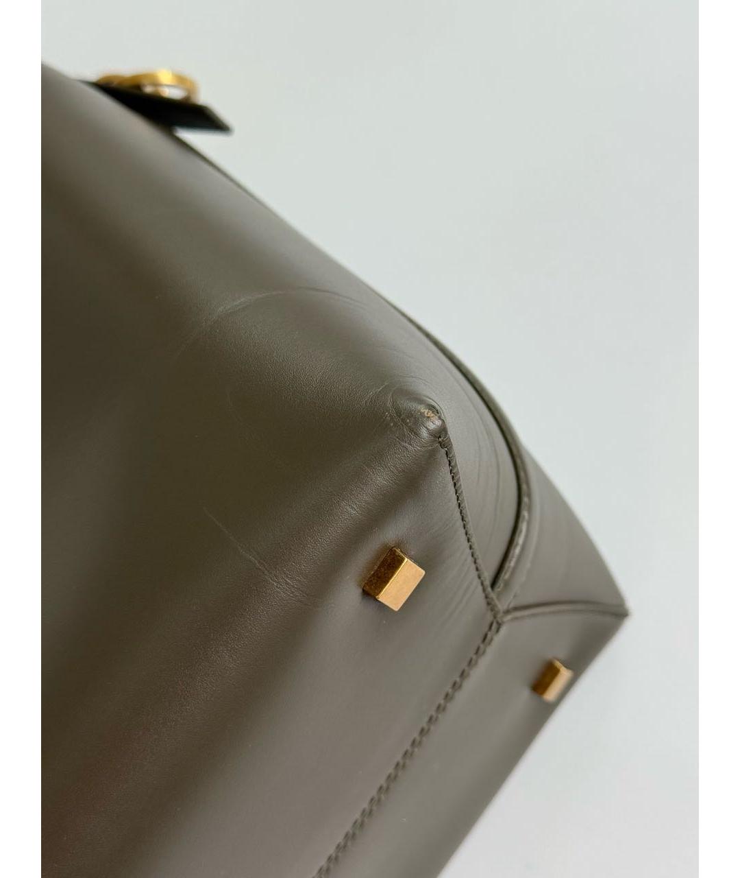 SAINT LAURENT Хаки кожаная сумка тоут, фото 7