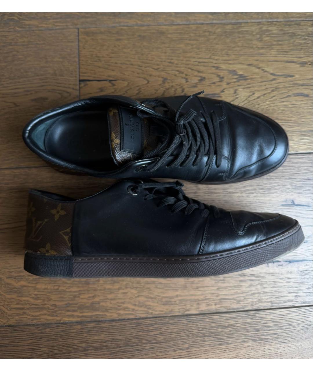 LOUIS VUITTON Черные кожаные низкие кроссовки / кеды, фото 2