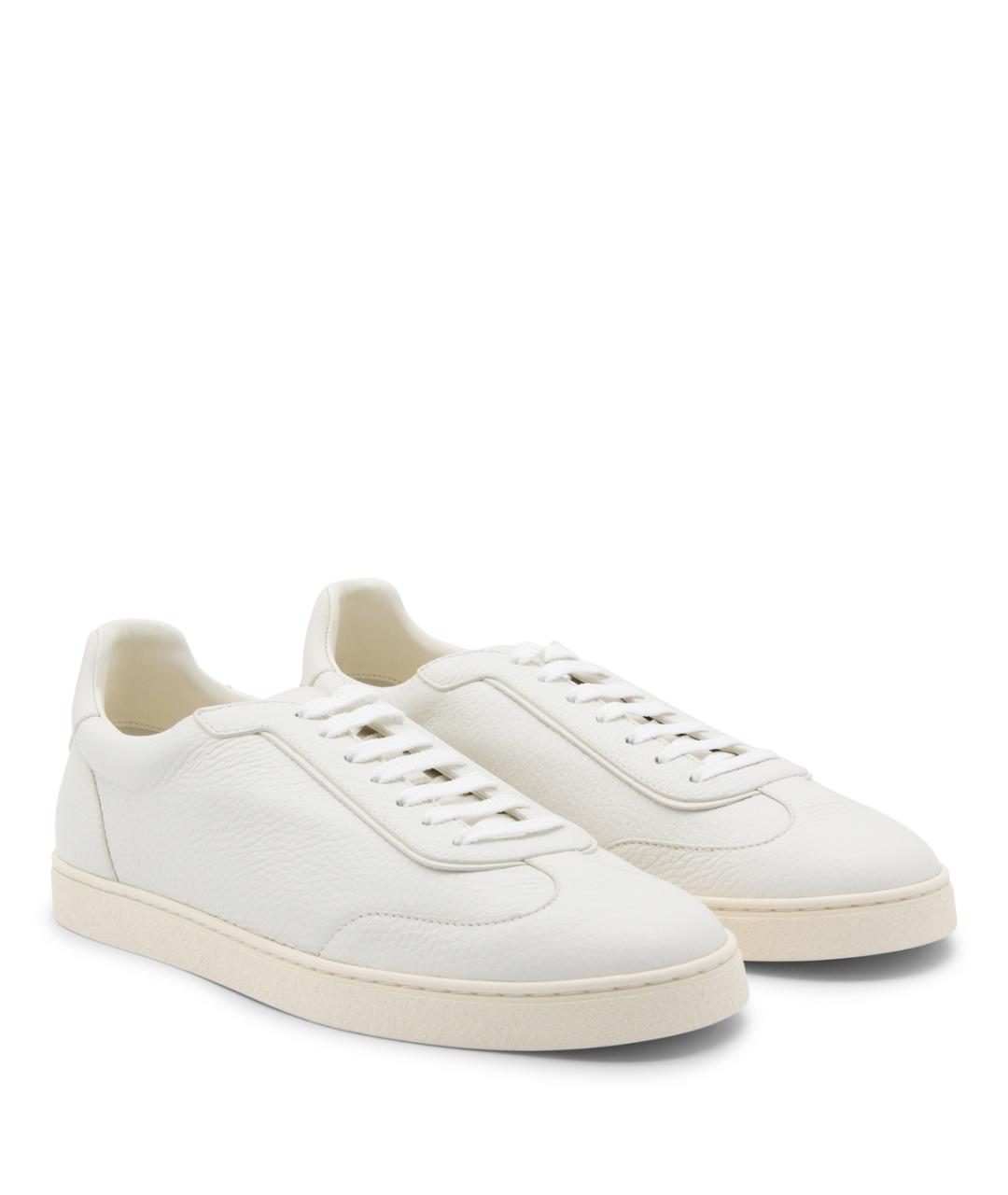 BRUNELLO CUCINELLI Белые кожаные низкие кроссовки / кеды, фото 2