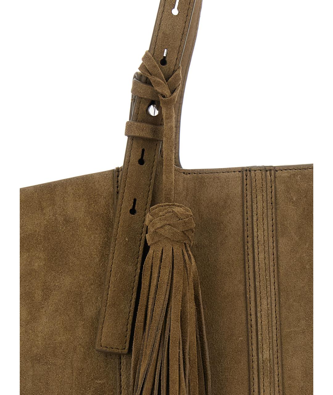 GOLDEN GOOSE DELUXE BRAND Зеленая замшевая сумка тоут, фото 3