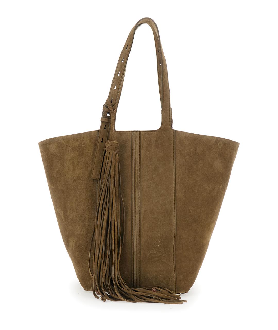 GOLDEN GOOSE DELUXE BRAND Зеленая замшевая сумка тоут, фото 1