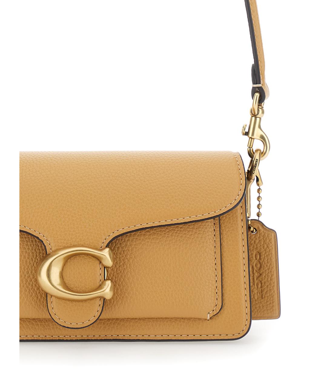 COACH Желтая кожаная сумка через плечо, фото 3