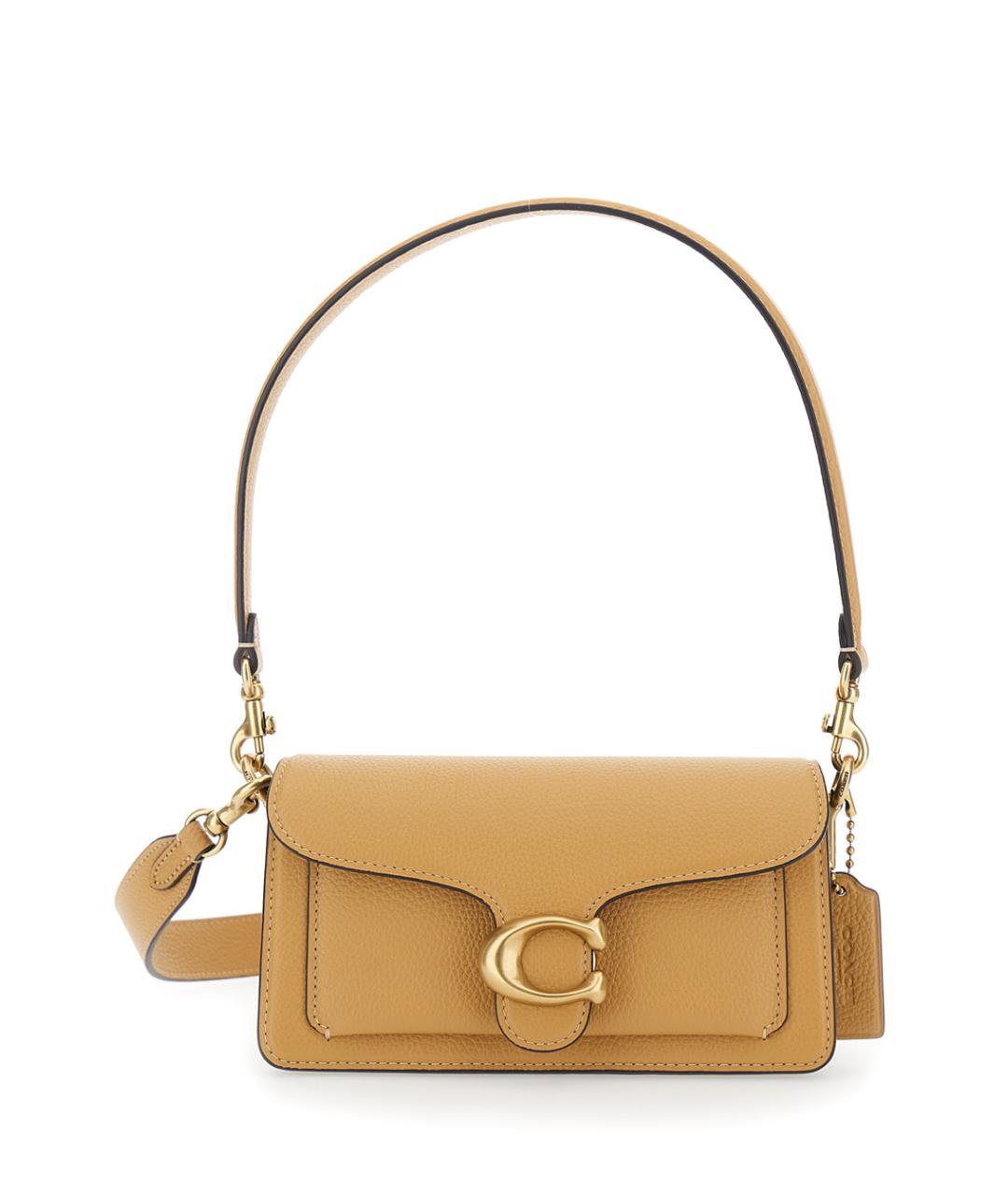 COACH Желтая кожаная сумка через плечо, фото 1