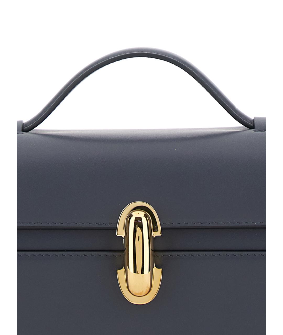 Savette Серая кожаная сумка с короткими ручками, фото 3