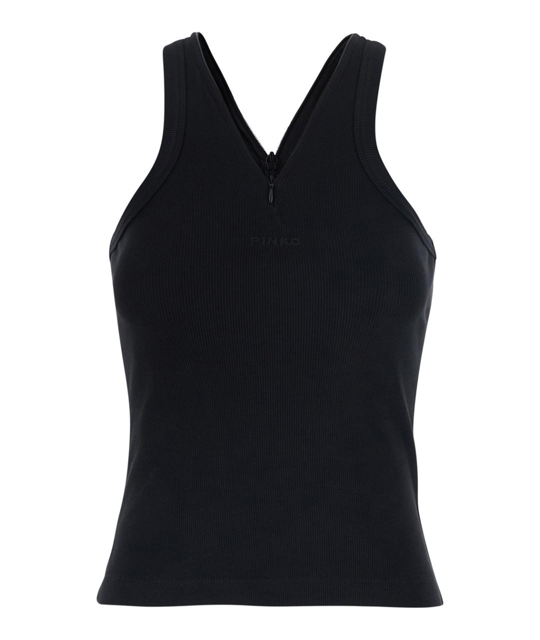 PINKO Черная хлопковая майка, фото 1