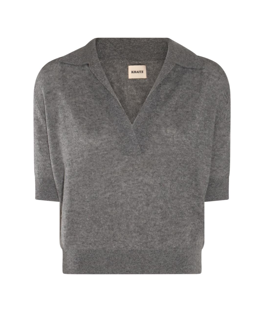 KHAITE Серая кашемировая футболка, фото 1