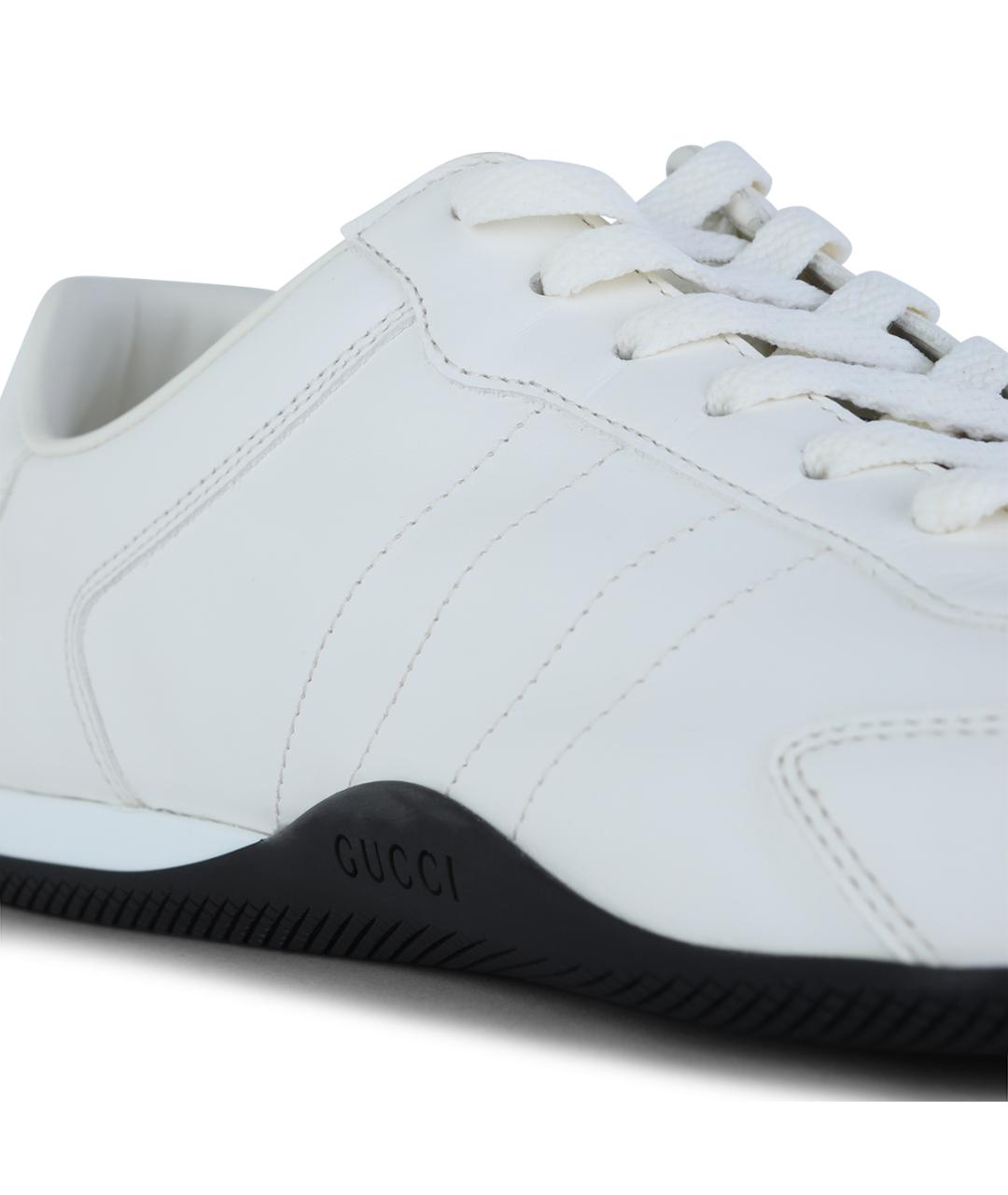 GUCCI Белые кожаные низкие кроссовки / кеды, фото 4