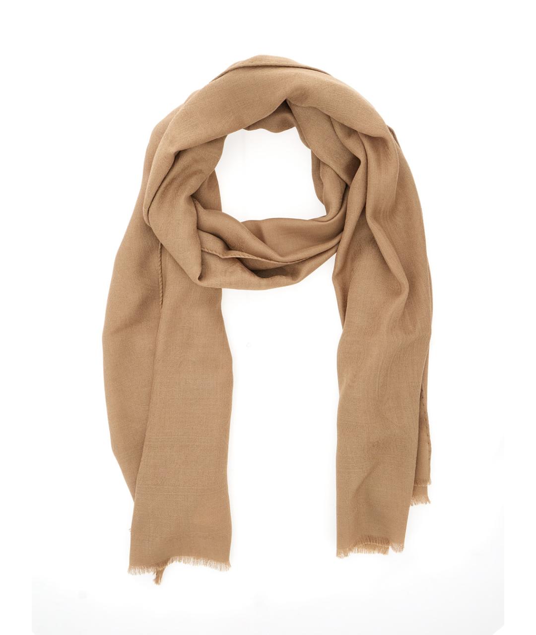 MAX MARA Бежевый шерстяной шарф, фото 2