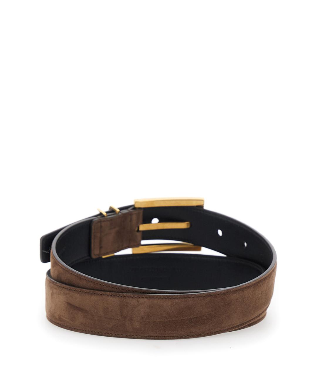 SAINT LAURENT Коричневый кожаный ремень, фото 2