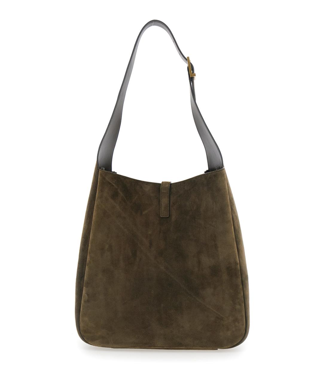 SAINT LAURENT Зеленая замшевая сумка через плечо, фото 2