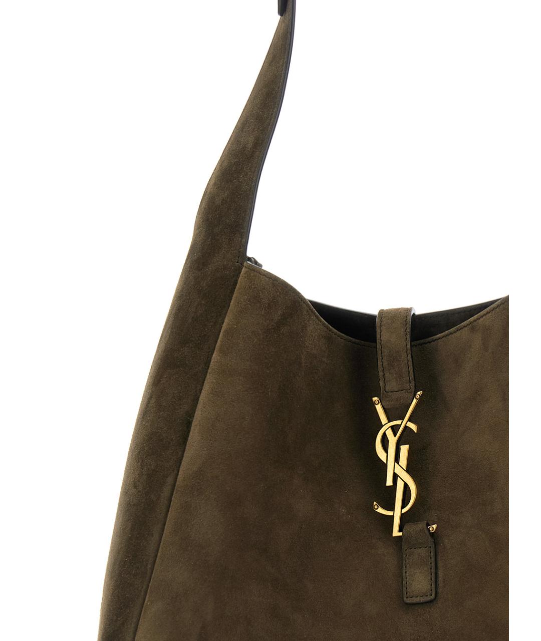 SAINT LAURENT Зеленая замшевая сумка через плечо, фото 3