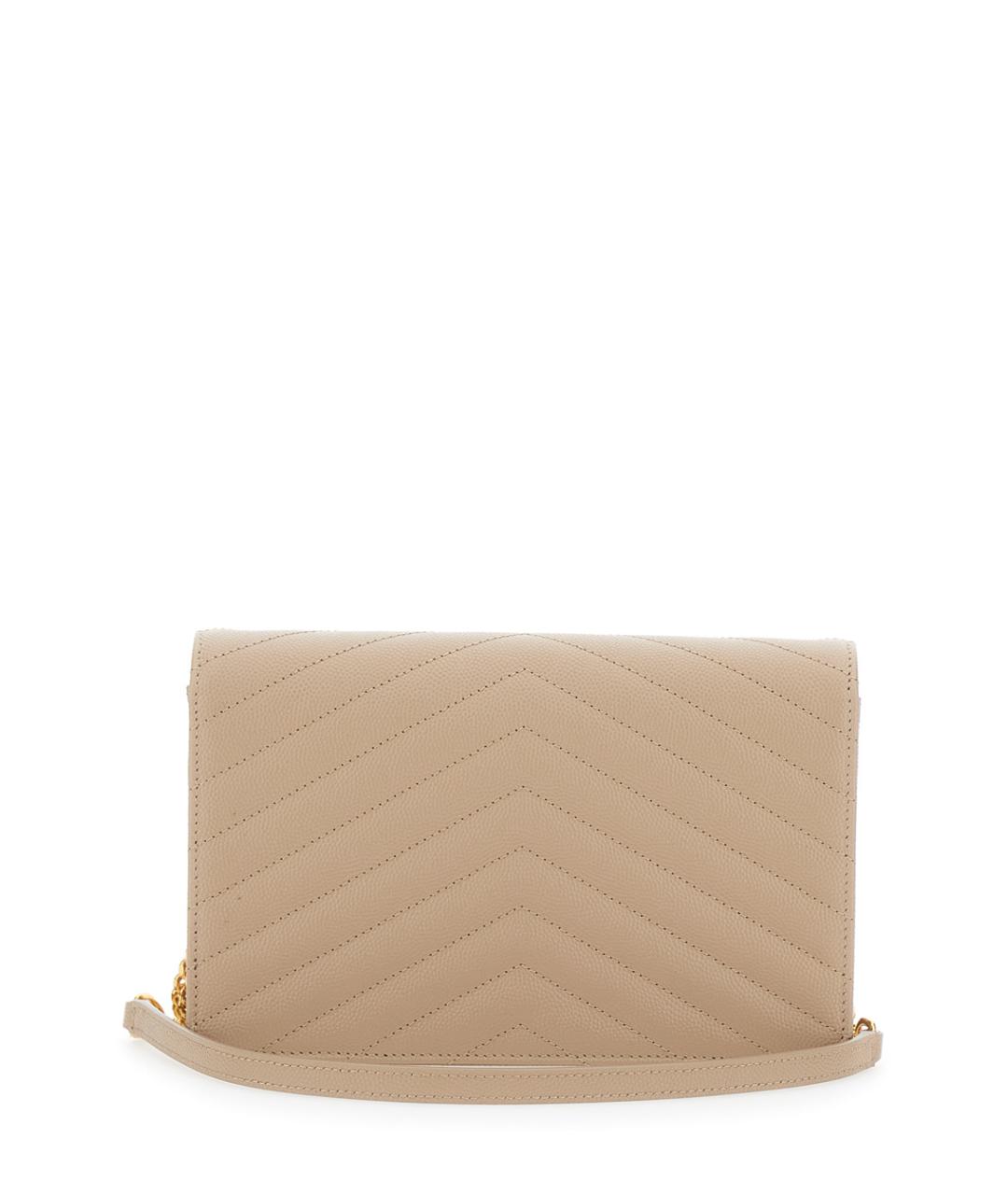 SAINT LAURENT Бежевая бархатная сумка через плечо, фото 2