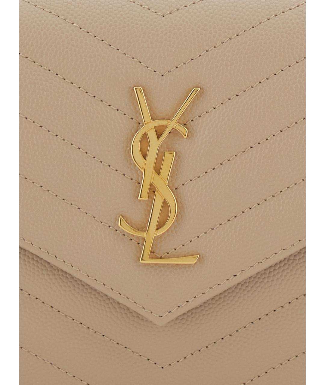 SAINT LAURENT Бежевая бархатная сумка через плечо, фото 3