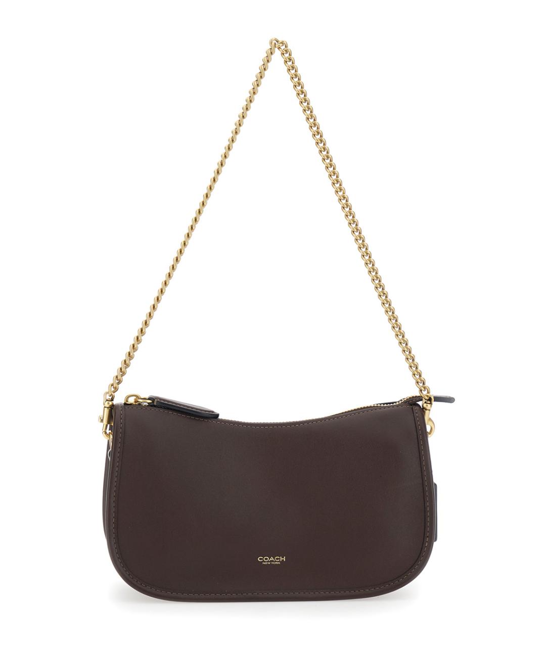 COACH Коричневая кожаная сумка через плечо, фото 3