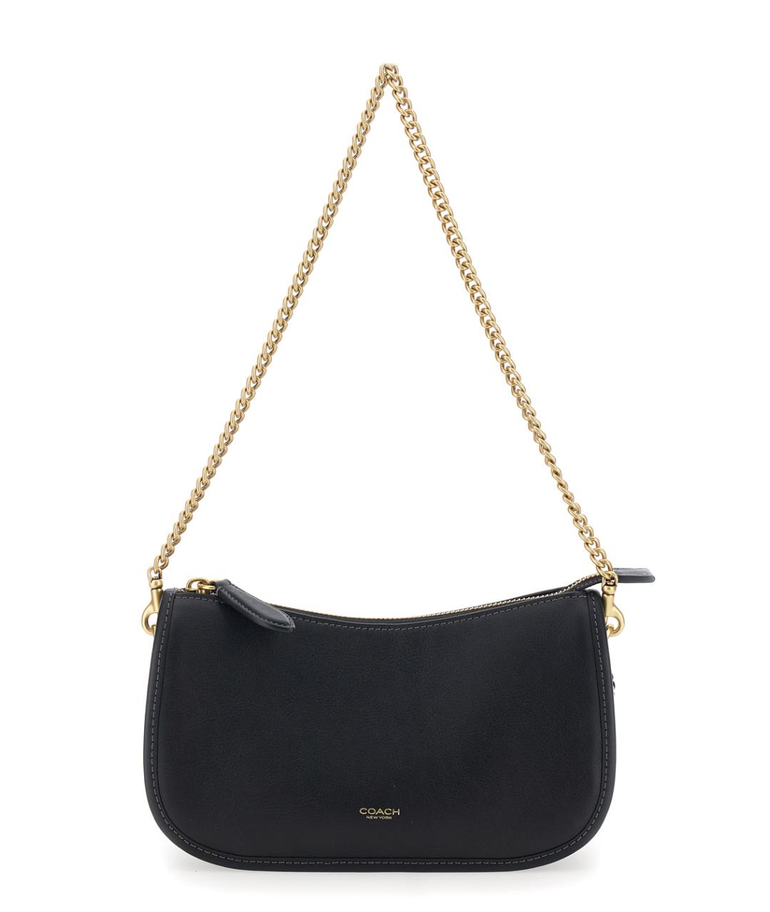COACH Черная кожаная сумка через плечо, фото 3