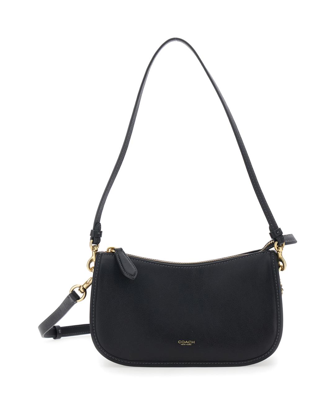 COACH Черная кожаная сумка через плечо, фото 1