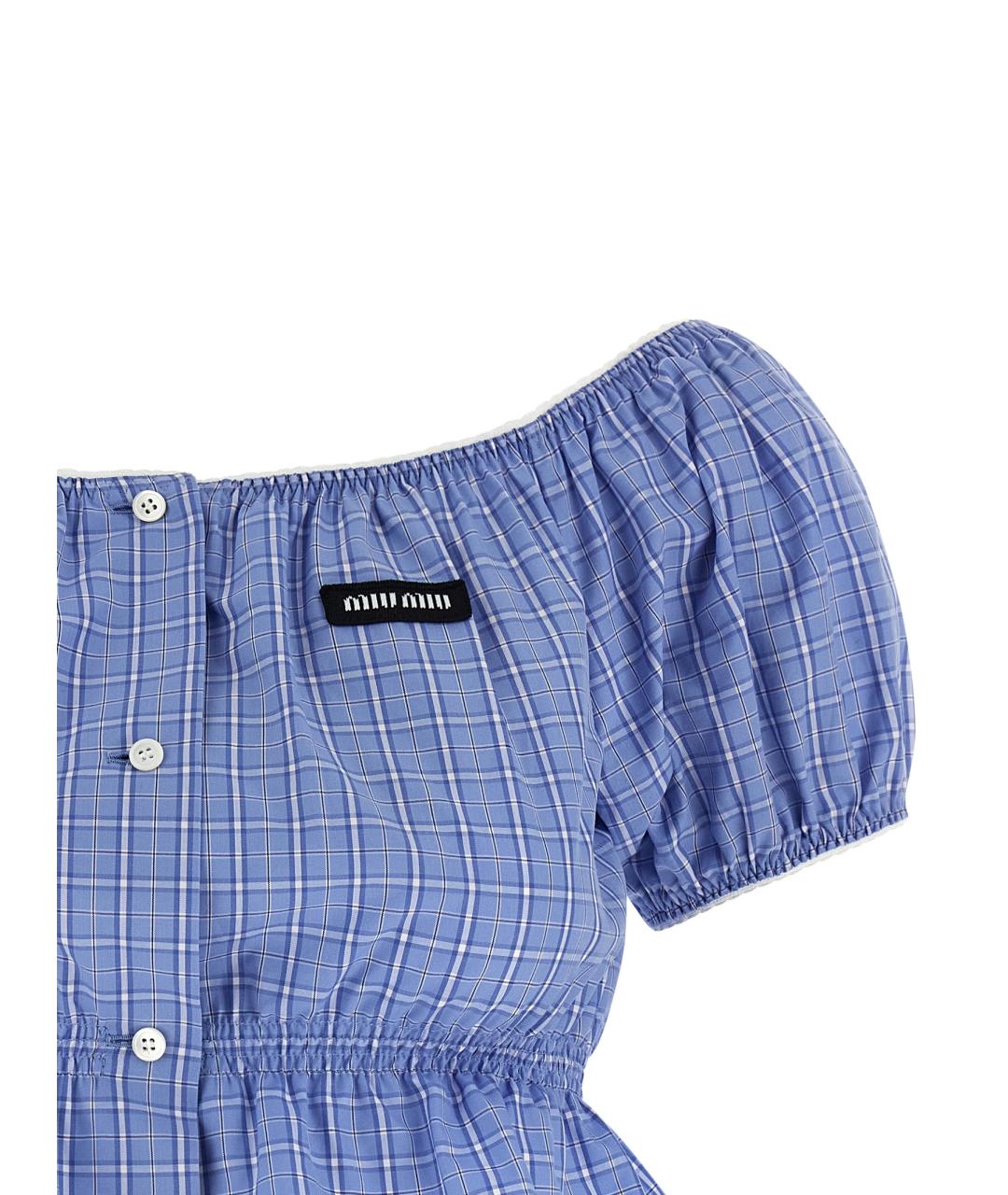 MIU MIU Голубая хлопковая блузы, фото 3