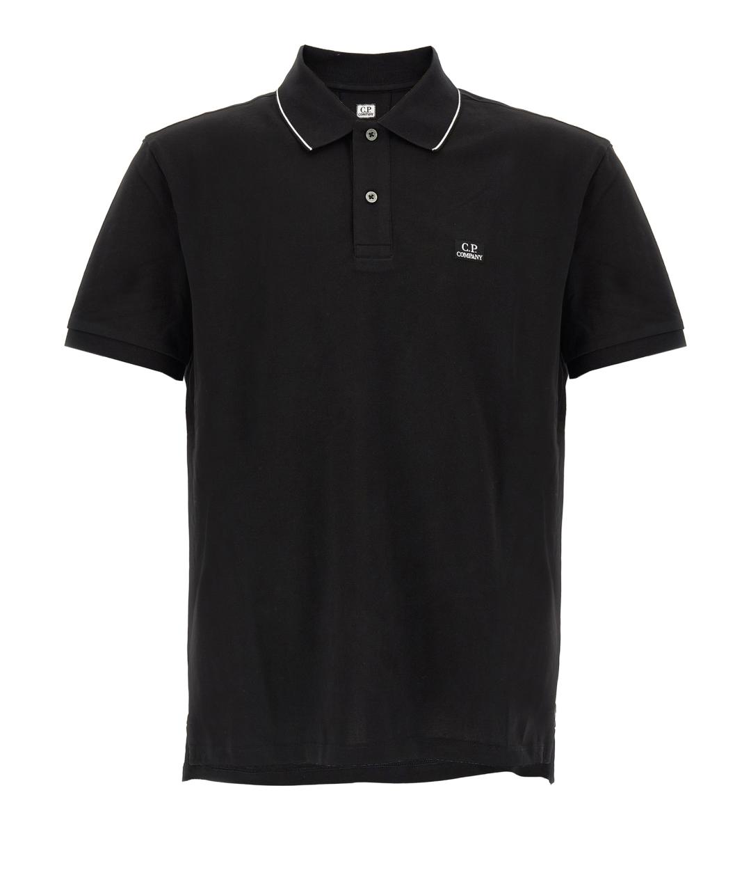 CP COMPANY Черное хлопковое поло с коротким рукавом, фото 1