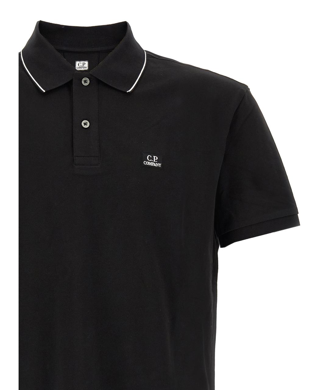 CP COMPANY Черное хлопковое поло с коротким рукавом, фото 3